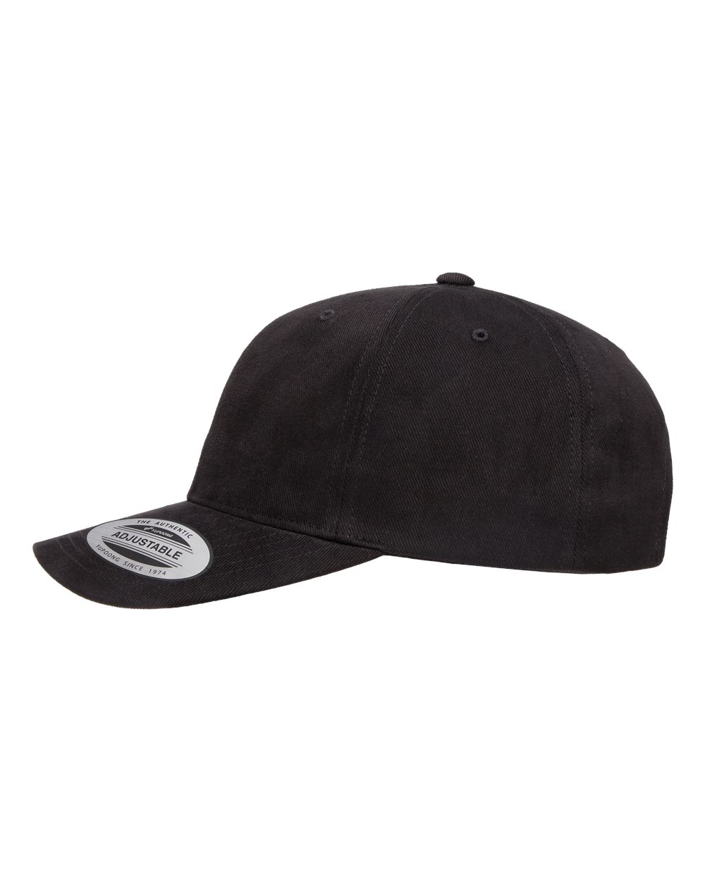 Left View of Black Structured Brushed Twill Cap - 6363V