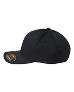 Left View of Black Sustainable Polyester Cap - 6277R