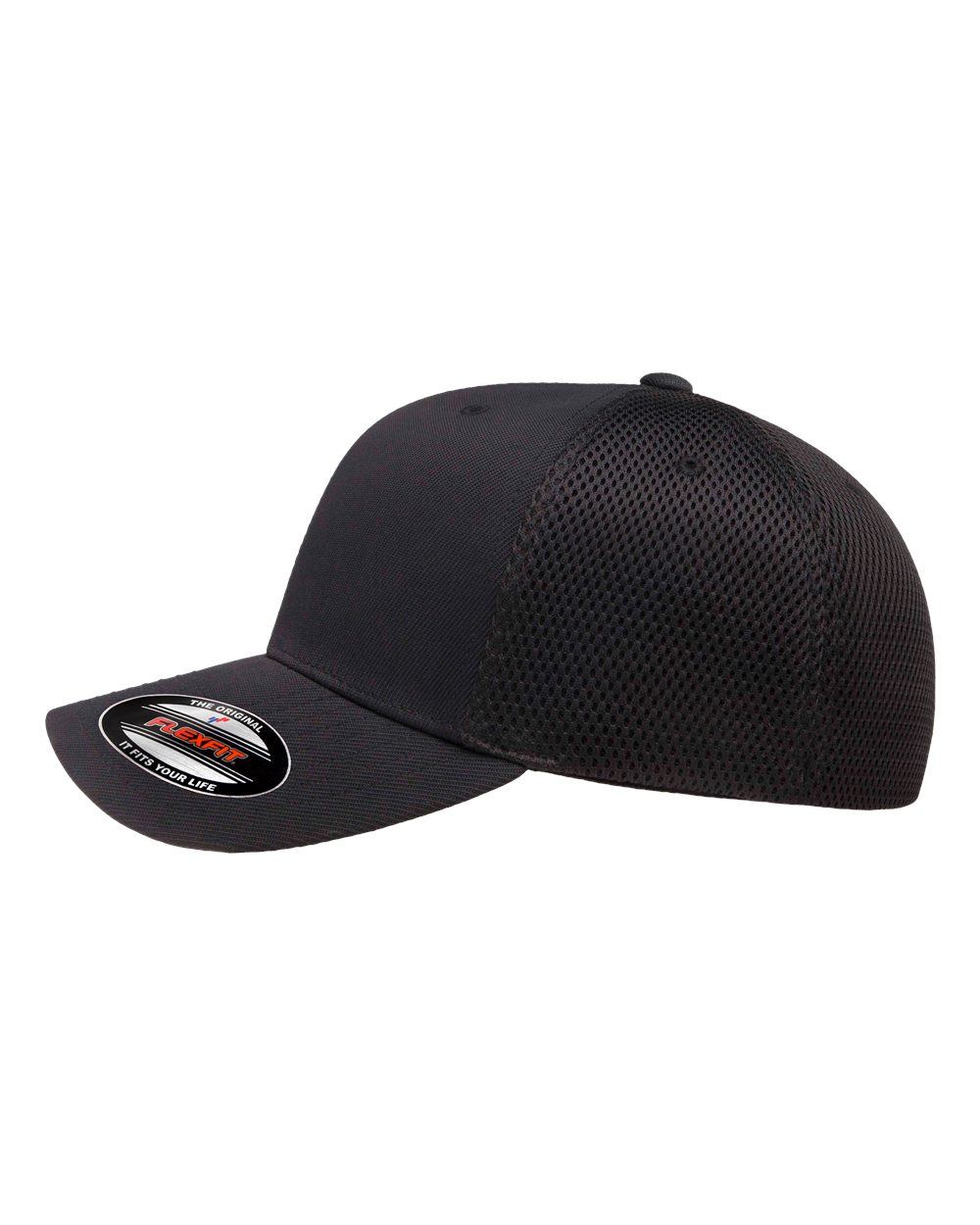 Left View of Black Ultrafiber Mesh Cap - 6533