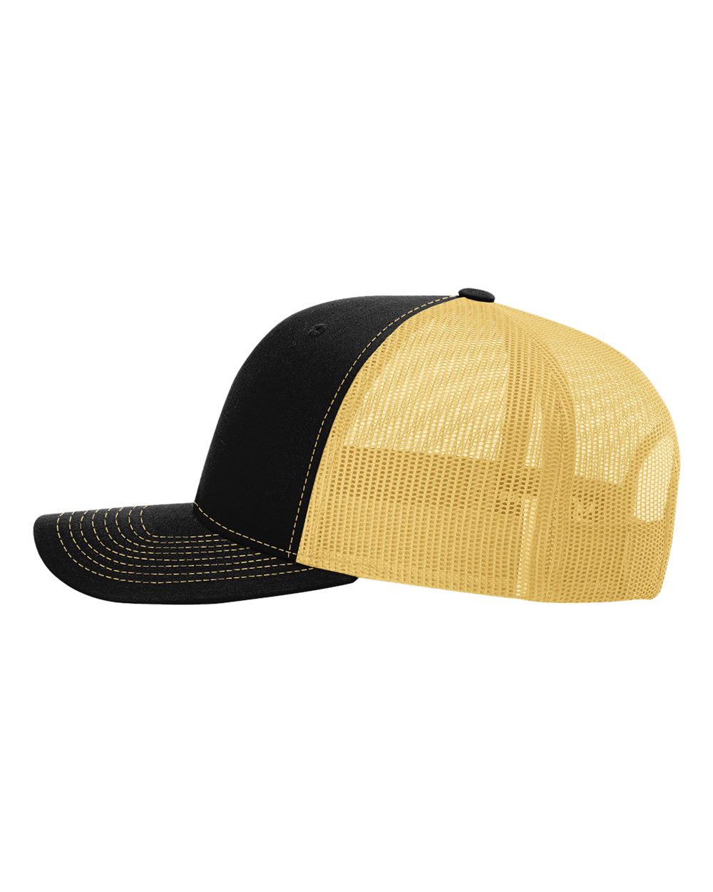 Left View of Black/ Vegas Gold Snapback Trucker Cap - 112