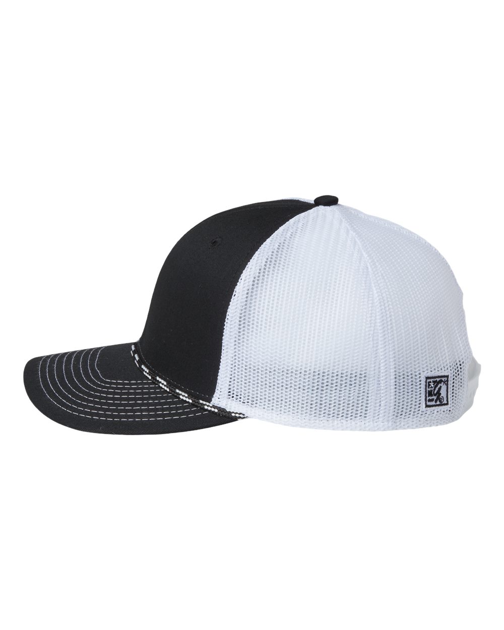 Left View of Black/ White Everyday Rope Trucker Cap - GB452R
