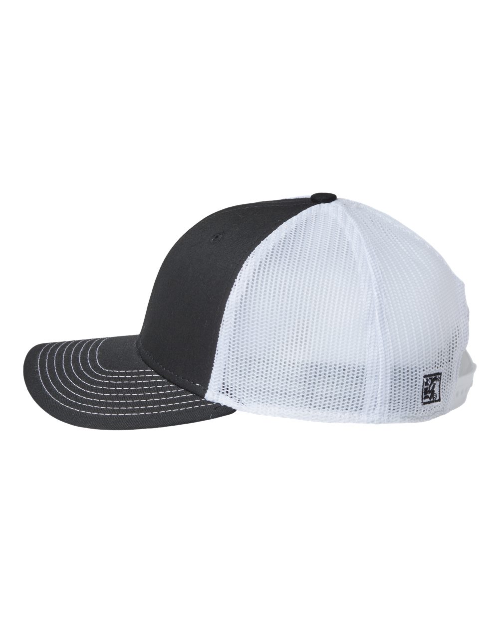 Left View of Black/ White Everyday Trucker Cap - GB452E