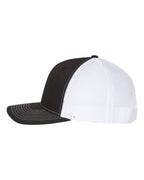 Left View of Black/ White Five-Panel Trucker Cap - 112FP