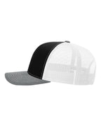 Left View of Black/ White/ Heather Grey Snapback Trucker Cap - 112