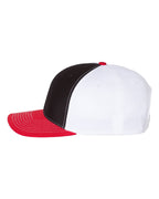 Left View of Black/ White/ Red Twill Back Trucker Cap - 312