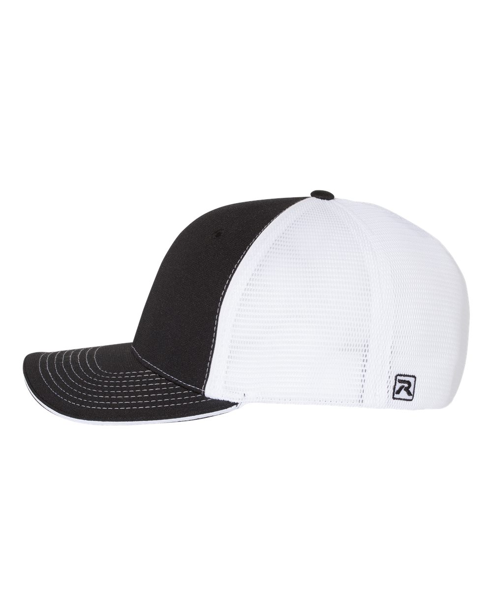 Left View of Black/ White Split Pulse Sportmesh R-Flex Cap - 172