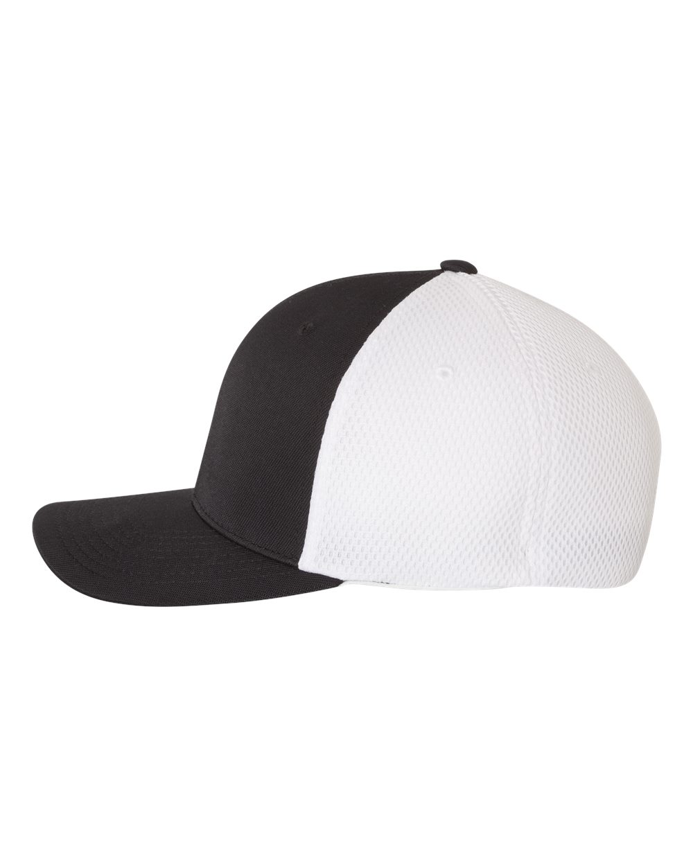 Left View of Black/ White Ultrafiber Mesh Cap - 6533