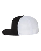 Left View of Black/ White Wool Blend Flat Bill Trucker Cap - 511
