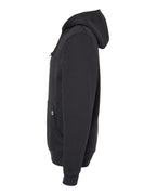 Left View of Black Woodland Fleece Hooded Pullover - 7035