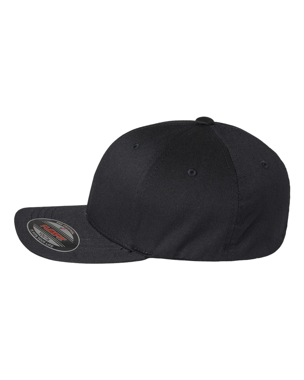 Left View of Black Youth Cotton Blend Cap - 6277Y