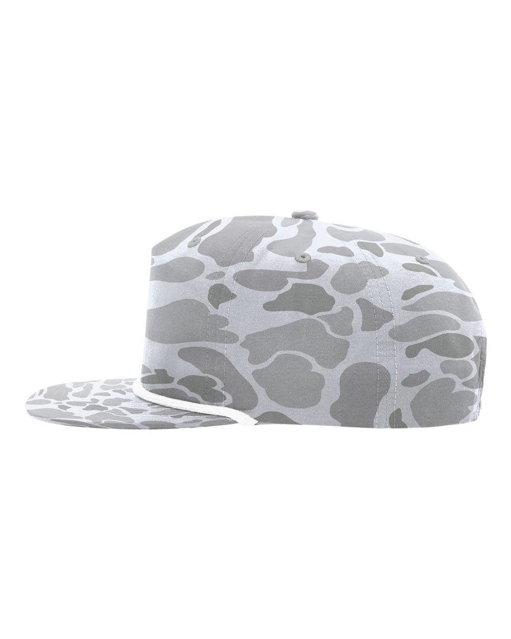 Left View of Blizzard Duck Camo/ White Printed Umpqua Gramps Cap - 256P