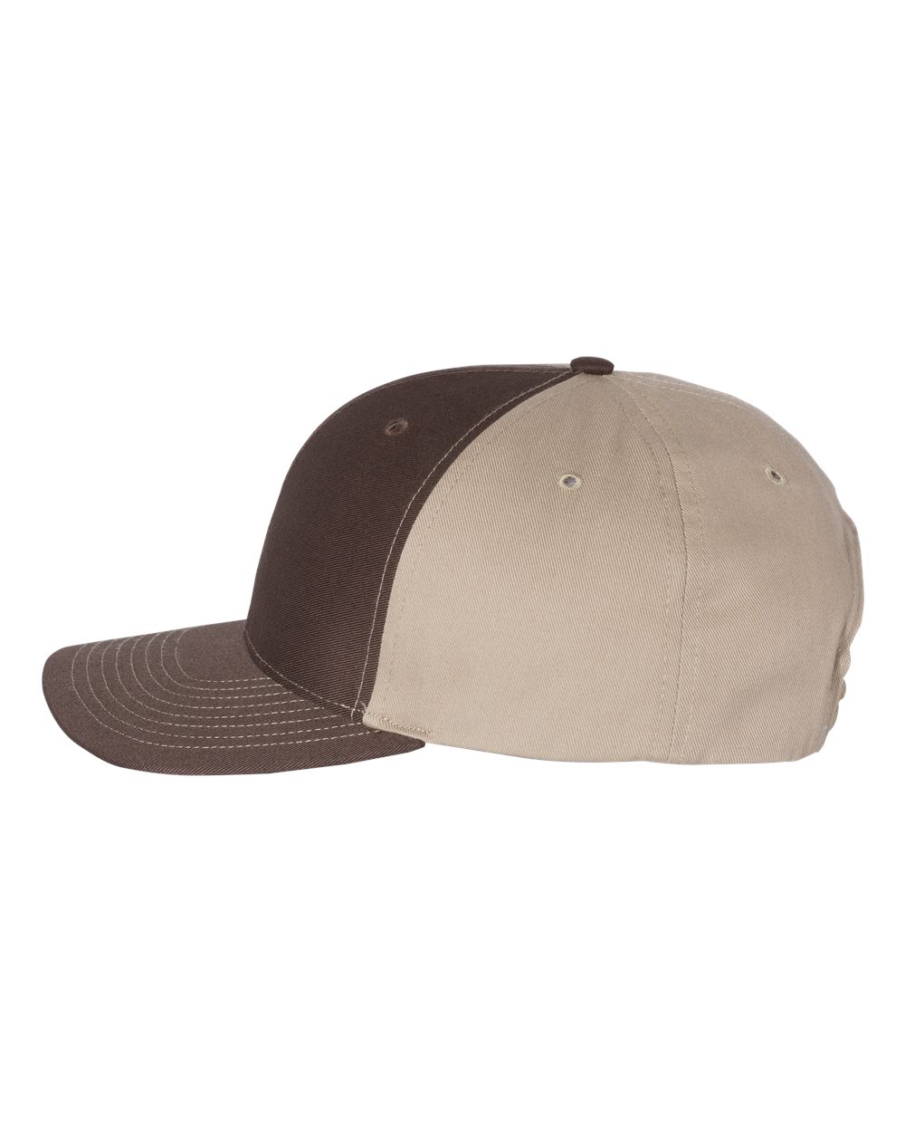 Left View of Brown/ Khaki Twill Back Trucker Cap - 312