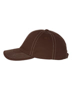 Left View of Brown/ Stone Stitch Bio-Washed Classic Dad Hat - VC300A