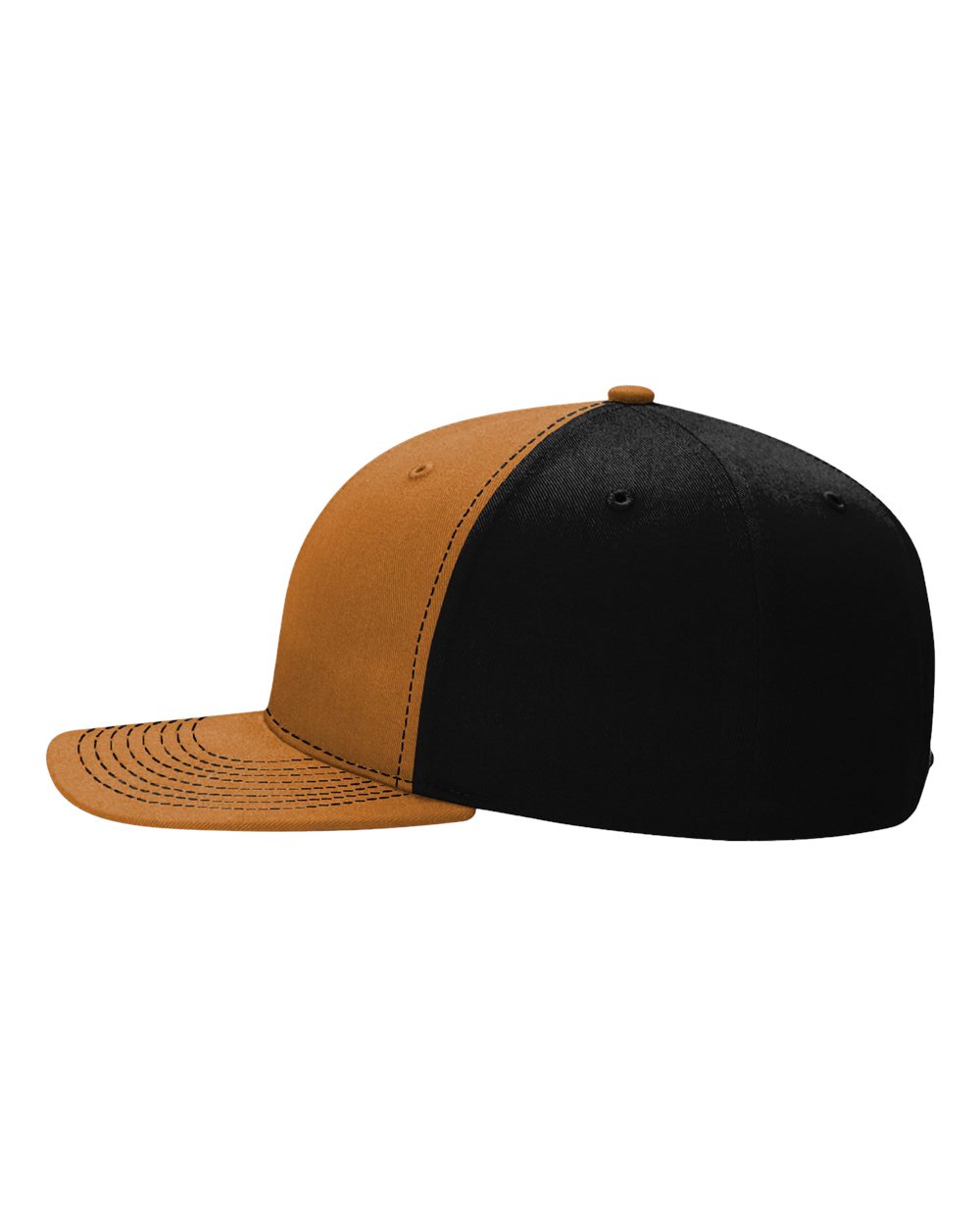 Left View of Caramel/ Black Twill Back Trucker Cap - 312