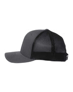Left View of Charcoal/ Black 112+ R-Flex Adjustable Trucker Cap - 112PL