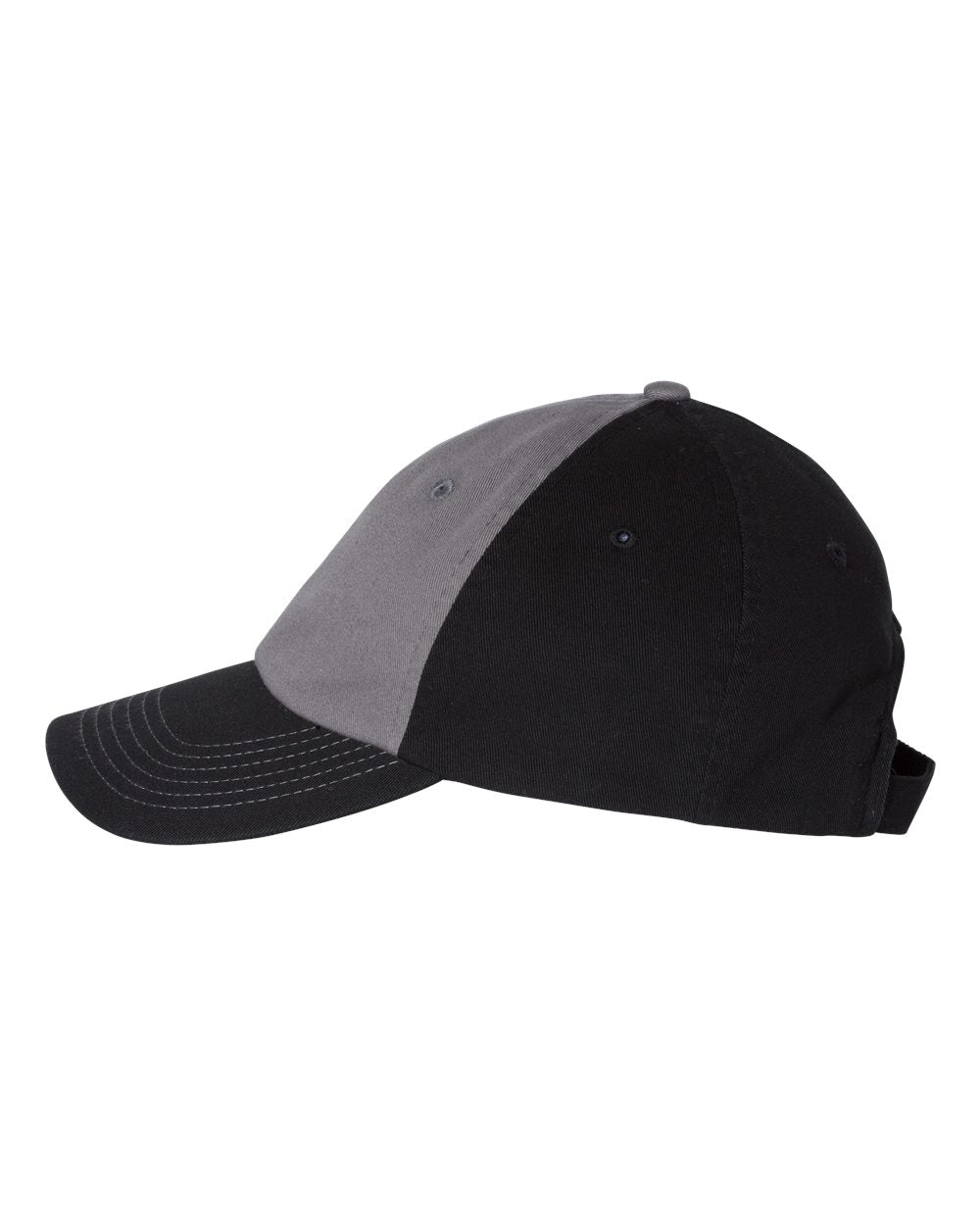 Left View of Charcoal/ Black Bio-Washed Classic Dad Hat - VC300A