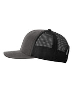 Left View of Charcoal/ Black Fremont Trucker Cap - 112WF