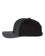 Left View of Charcoal/ Black Twill Back Trucker Cap - 312