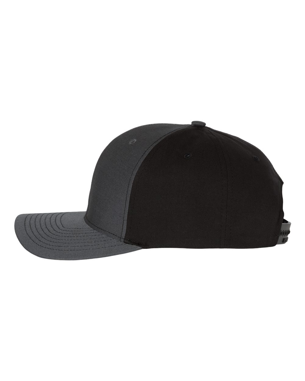 Left View of Charcoal/ Black Twill Back Trucker Cap - 312