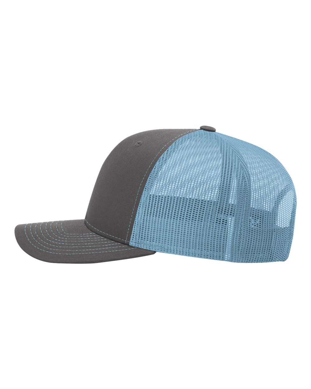 Left View of Charcoal/ Columbia Blue Snapback Trucker Cap - 112