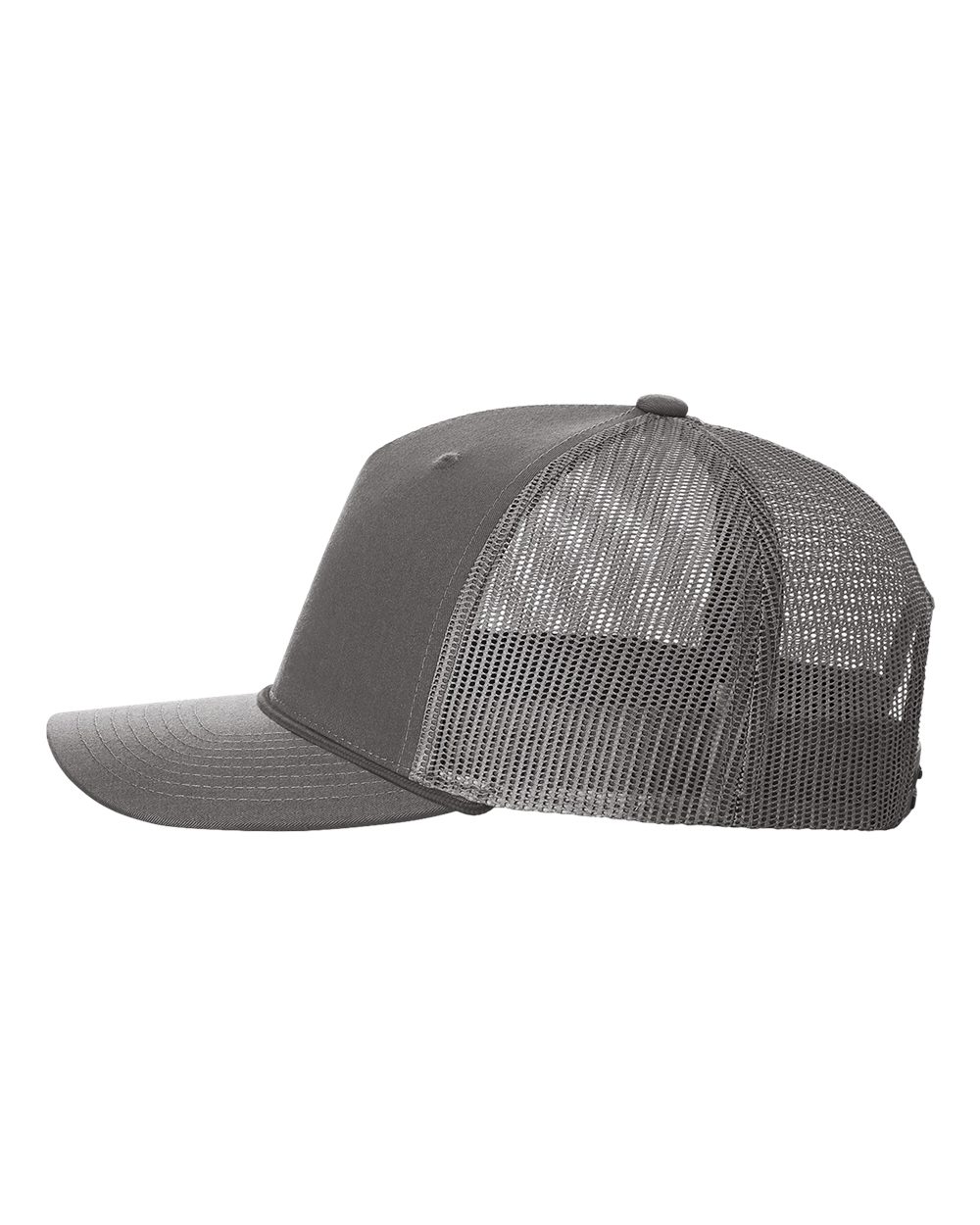 Left View of Charcoal Five-Panel Trucker with Rope Cap - 112FPR