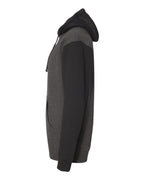 Left View of Charcoal Heather/ Black Heavyweight Hooded Sweatshirt - IND4000