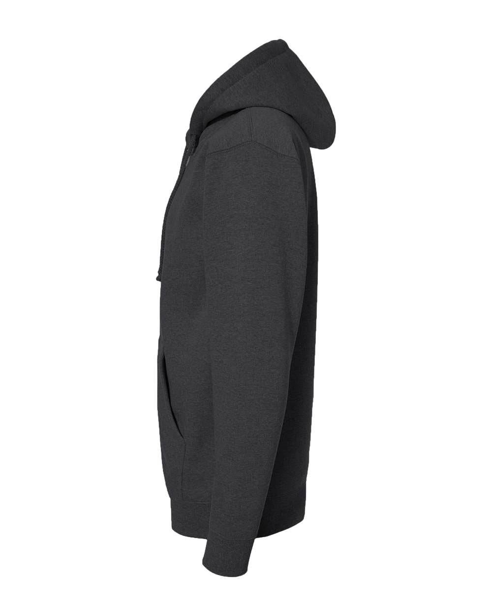 Left View of Charcoal Heather Heavyweight Full-Zip Hooded Sweatshirt - IND4000Z