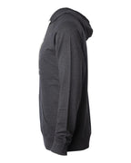 Left View of Charcoal Heather Icon Lightweight Loopback Terry Hooded Sweatshirt - SS1000
