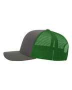 Left View of Charcoal/ Kelly Snapback Trucker Cap - 112