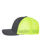 Left View of Charcoal/ Neon Yellow R-Flex Trucker Cap - 110