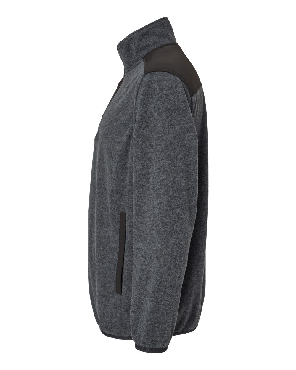 Left View of Charcoal Ranger Melange Fleece Pullover - 7353