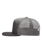Left View of Charcoal Seven-Panel Trucker Cap - 168