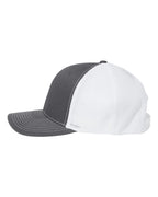 Left View of Charcoal/ White 112+ R-Flex Adjustable Trucker Cap - 112PL
