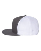 Left View of Charcoal/ White Five-Panel Classic Trucker Cap - 6006