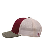Left View of Cinnamon Red/ Olive Green/ Stone Everyday Trucker Cap - GB452E