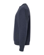 Left View of Classic Navy Heather Midweight Crewneck Sweatshirt - SS3000
