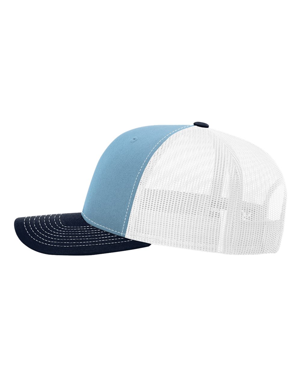 Left View of Columbia Blue/ White/ Navy Snapback Trucker Cap - 112