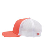 Left View of Coral/ White Everyday Trucker Cap - GB452E