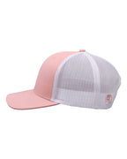 Left View of Creamsicle Pink/ White Everyday Trucker Cap - GB452E