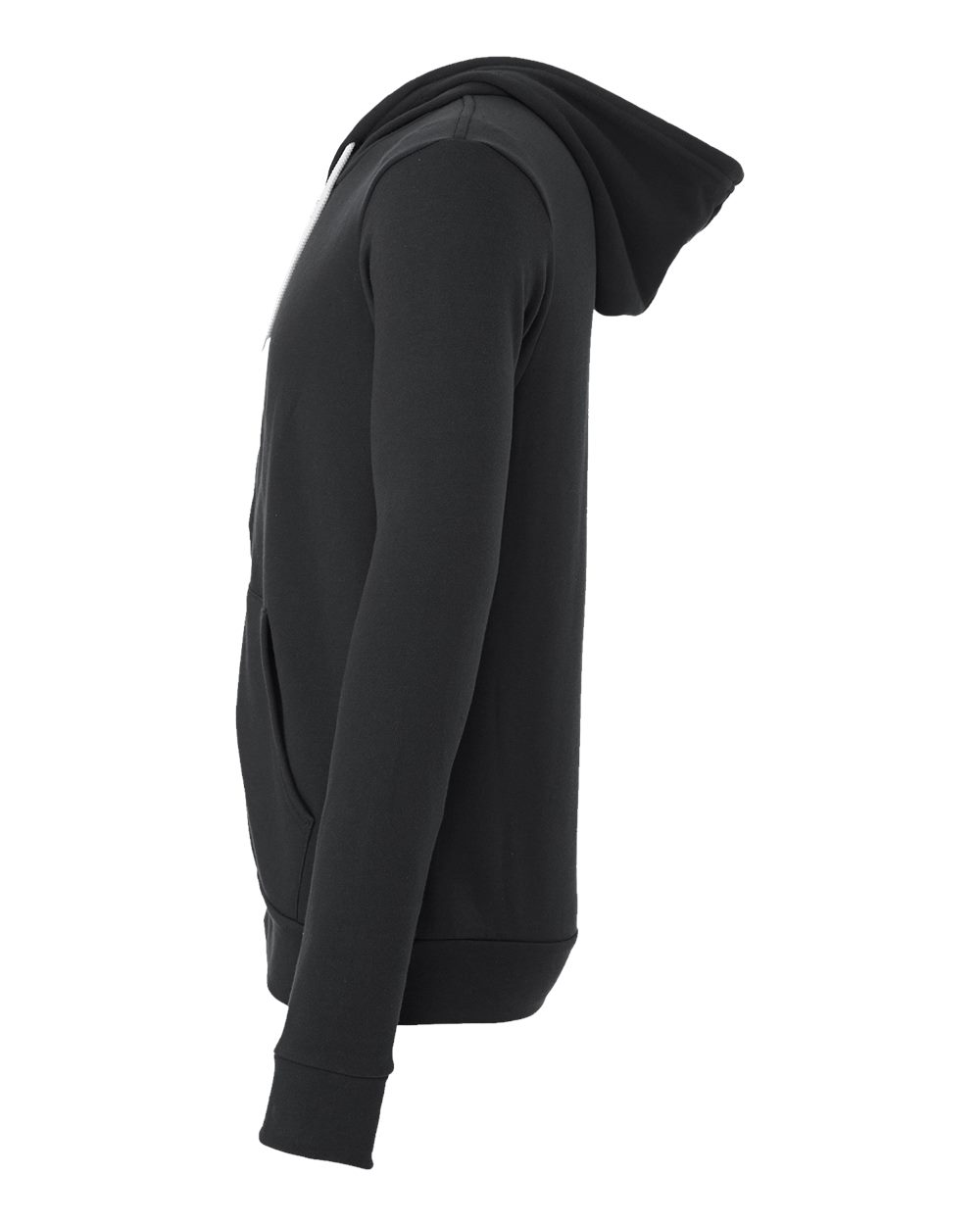 Left View of Dark Grey Sponge Fleece Full-Zip Hoodie - 3739