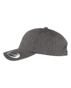 Left View of Dark Grey Structured Brushed Twill Cap - 6363V