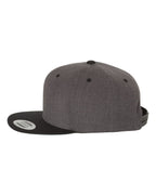 Left View of Dark Heather/ Black Premium Flat Bill Snapback Cap - 6089M