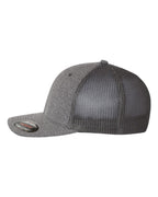 Left View of Dark Heather Grey/ Charcoal Mélange Trucker Cap - 6311