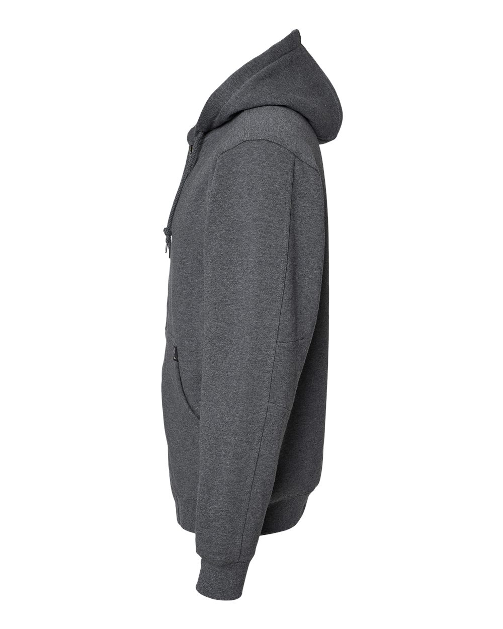 Left View of Dark Oxford Crossfire Heavyweight Power Fleece Hooded Jacket with Thermal Lining - 7033
