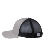 Left View of Grey/ Black Everyday Trucker Cap - GB452E