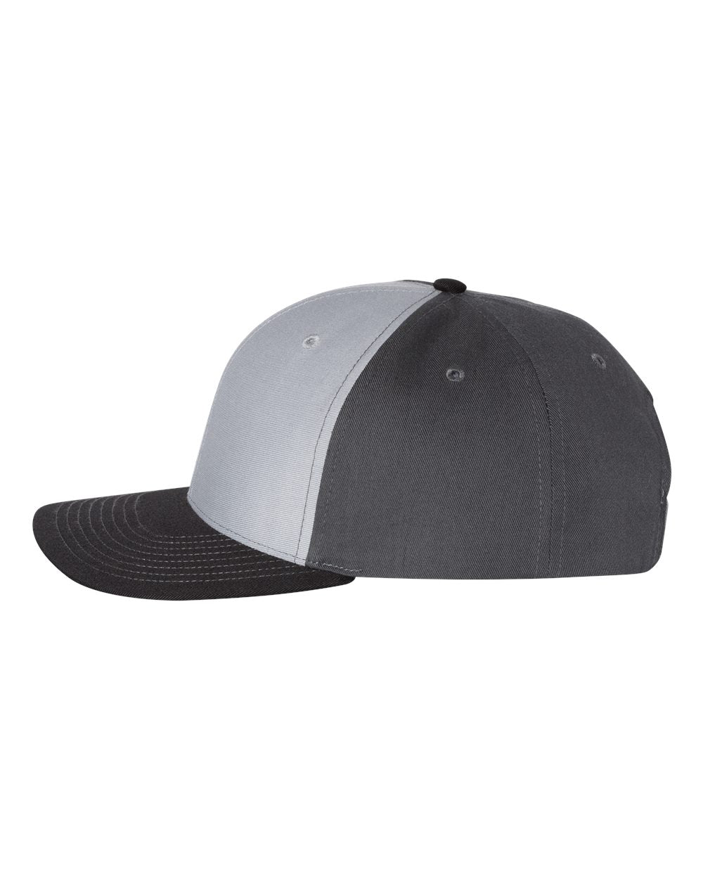 Left View of Grey/ Charcoal/ Black Twill Back Trucker Cap - 312