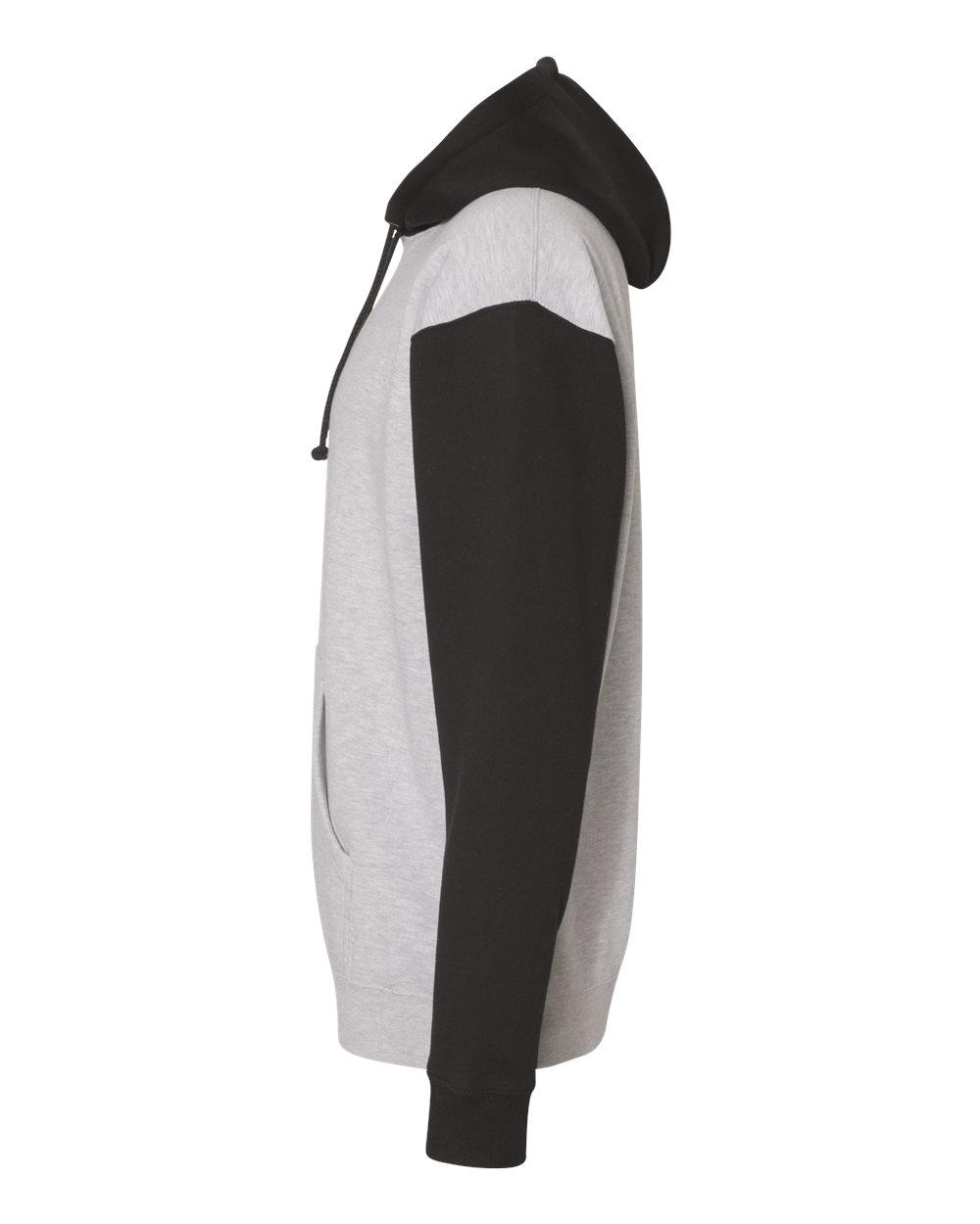 Left View of Grey Heather/ Black Heavyweight Hooded Sweatshirt - IND4000