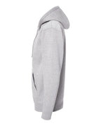 Left View of Grey Heather Heavyweight Full-Zip Hooded Sweatshirt - IND4000Z