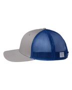 Left View of Grey/ Royal Everyday Trucker Cap - GB452E
