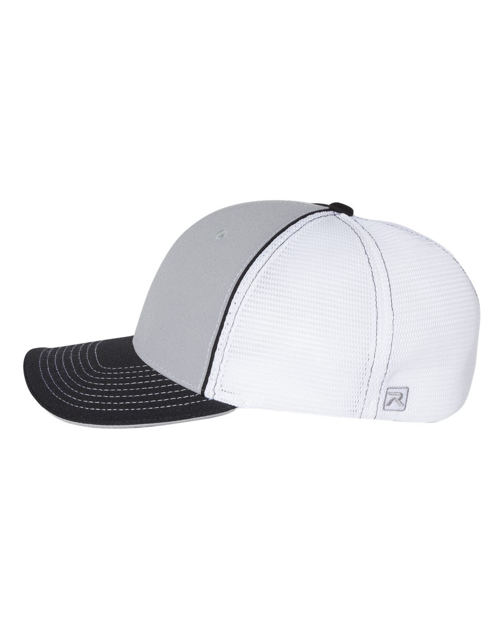 Left View of Grey/ White/ Black Tri Pulse Sportmesh R-Flex Cap - 172